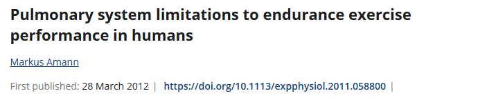 Referência científica: Pulmonary system limitations to endurance exercise performance in humans — Markus Amann, Experimental Physiology, 2012.