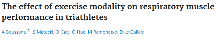 Referência: The effect of exercise modality on respiratory muscle performance in triathletes (Boussana et al.).