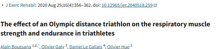 Referência: The effect of an Olympic distance triathlon on respiratory muscle strength and endurance in triathletes — J Exerc Rehabil (Boussana et al.).