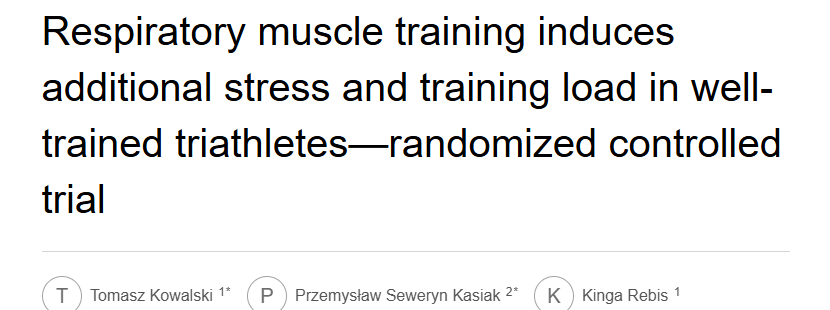 Referência: Respiratory muscle training induces additional stress and training load in well-trained triathletes — randomized controlled trial (Kowalski et al.).